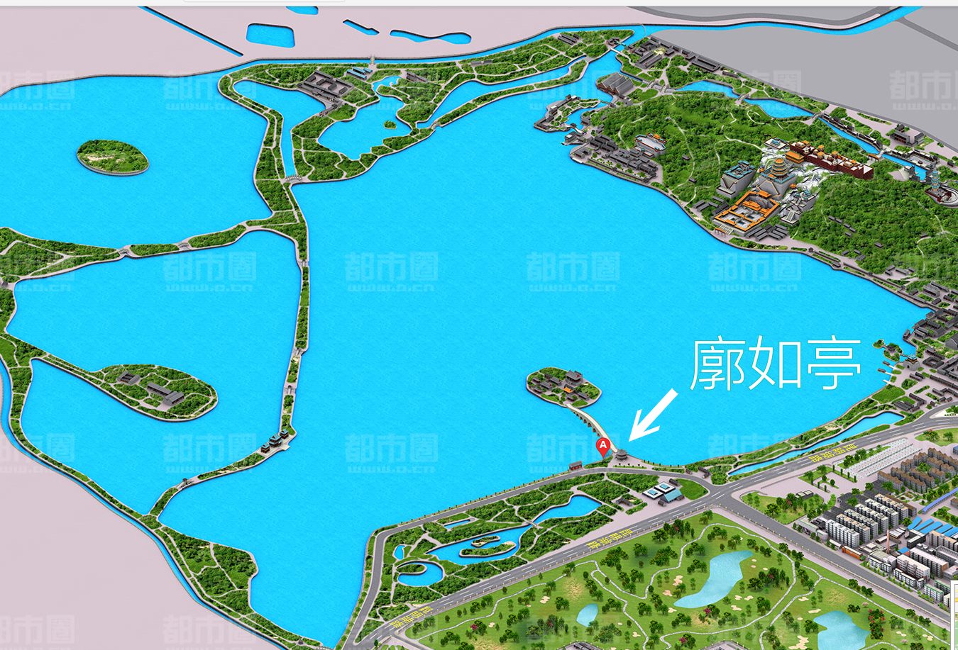 3d地图中的颐和园廓如亭图片